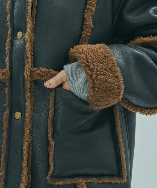 ROSE BUD(ローズバッド)の「FAUX MOUTON 2WAY JACKET(その他アウター・レディース・ブラック/オフホワイト・ONE SIZE)」の16枚目の写真