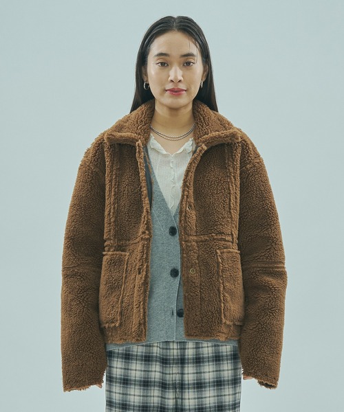 ROSE BUD(ローズバッド)の「FAUX MOUTON 2WAY JACKET(その他アウター・レディース・ブラック/オフホワイト・ONE SIZE)」の6枚目の写真