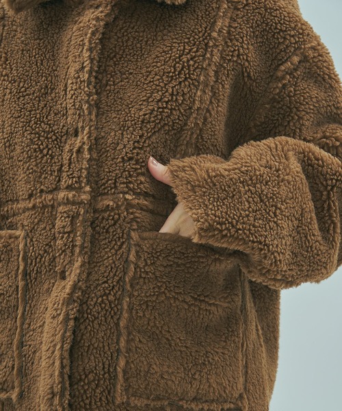 ROSE BUD(ローズバッド)の「FAUX MOUTON 2WAY JACKET(その他アウター・レディース・ブラック/オフホワイト・ONE SIZE)」の4枚目の写真