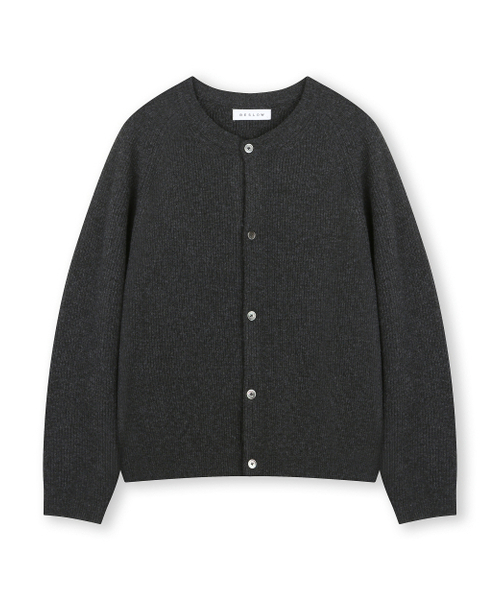 Кашемировый блендовый кардиган‑свитер crew‑neck, меланж‑шарcoal