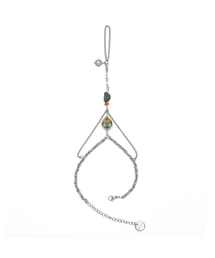 KIMZISU（キムジス）の「Chain Link Ring Bracelet - Green Stone _ GREEN（ブレスレット）」
