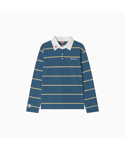 MENASOO(ミナス)の「MNS Striped Cotton Collar T Shirt_Blue(ポロシャツ・レディース・ブルー・F)」の1枚目の写真
