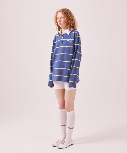 MENASOO(ミナス)の「MNS Striped Cotton Collar T Shirt_Blue(ポロシャツ・レディース・ブルー・F)」の5枚目の写真