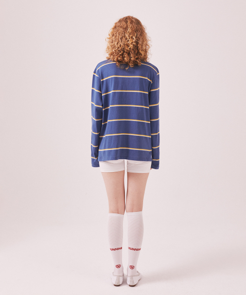 MENASOO(ミナス)の「MNS Striped Cotton Collar T Shirt_Blue(ポロシャツ・レディース・ブルー・F)」の6枚目の写真
