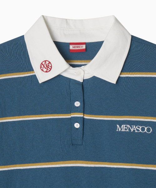 MENASOO(ミナス)の「MNS Striped Cotton Collar T Shirt_Blue(ポロシャツ・レディース・ブルー・F)」の13枚目の写真