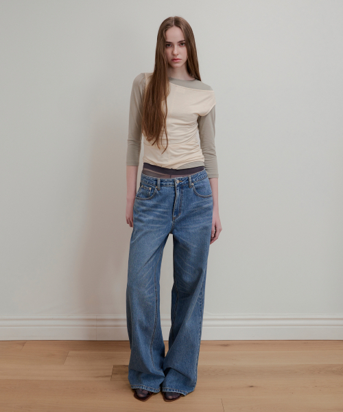 AOPT（アオプト）の「WHISKERS FADED DENIM PANTS - BLUE（デニムパンツ・レディース・その他・SMALL/MEDIUM）」の6枚目の写真