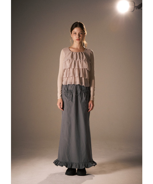 PEEVES PEEVES(フィブス フィブス)の「Tiered Ruffle Long Sleeve Top / Beige(Tシャツ/カットソー・レディース・その他・OS)」の2枚目の写真