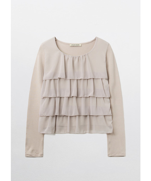 PEEVES PEEVES(フィブス フィブス)の「Tiered Ruffle Long Sleeve Top / Beige(Tシャツ/カットソー・レディース・その他・OS)」の4枚目の写真