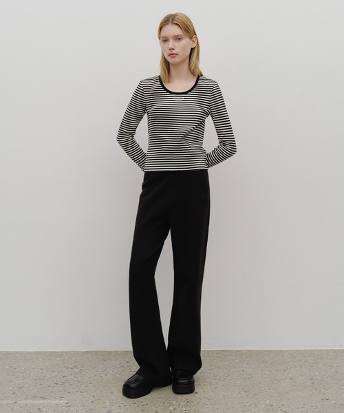 MARITHE + FRANCOIS GIRBAUD(マリテフランソワジルボー)の「W DEEP NECK LONG SLEEVE(Tシャツ/カットソー・レディース・Black/アイボリー/ヘザーグレー・MEDIUM/SMALL)」の4枚目の写真