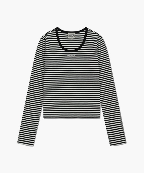 MARITHE + FRANCOIS GIRBAUD(マリテフランソワジルボー)の「W DEEP NECK LONG SLEEVE(Tシャツ/カットソー・レディース・Black/アイボリー/ヘザーグレー・MEDIUM/SMALL)」の8枚目の写真