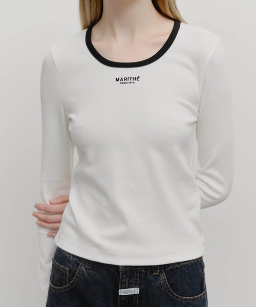 MARITHE + FRANCOIS GIRBAUD(マリテフランソワジルボー)の「W DEEP NECK LONG SLEEVE(Tシャツ/カットソー・レディース・Black/アイボリー/ヘザーグレー・MEDIUM/SMALL)」の21枚目の写真