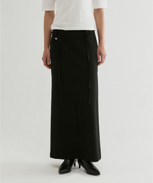 Belted Straight Maxi Skirt Black