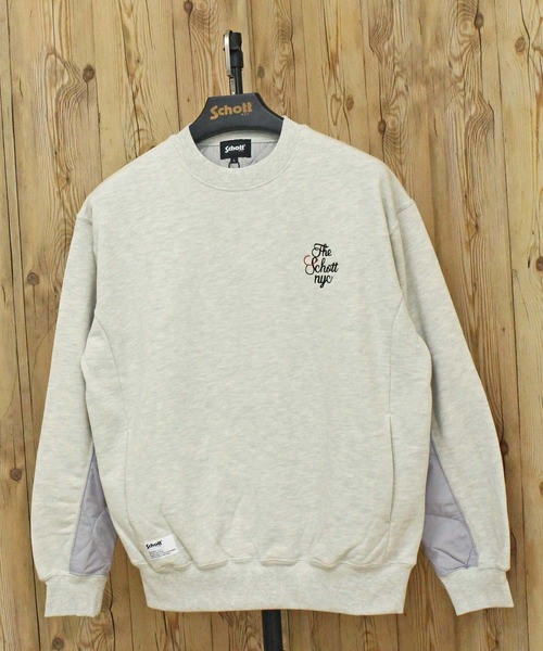 Schott(ショット)の「QUILTED COMBI. CREW SWEAT(スウェット・メンズ・オートミール/グレイッシュブルー/ブラック・L/M/XXL/XL)」の1枚目の写真
