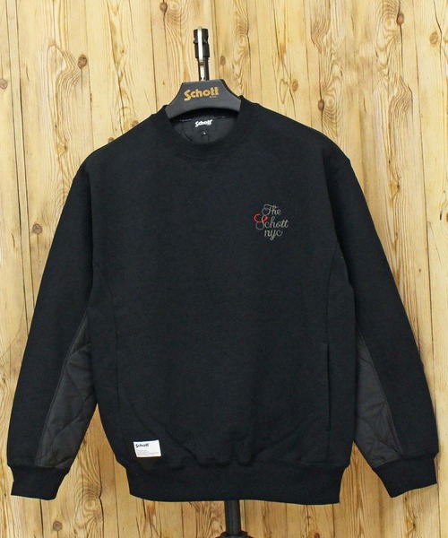 Schott(ショット)の「QUILTED COMBI. CREW SWEAT(スウェット・メンズ・オートミール/グレイッシュブルー/ブラック・L/M/XXL/XL)」の4枚目の写真