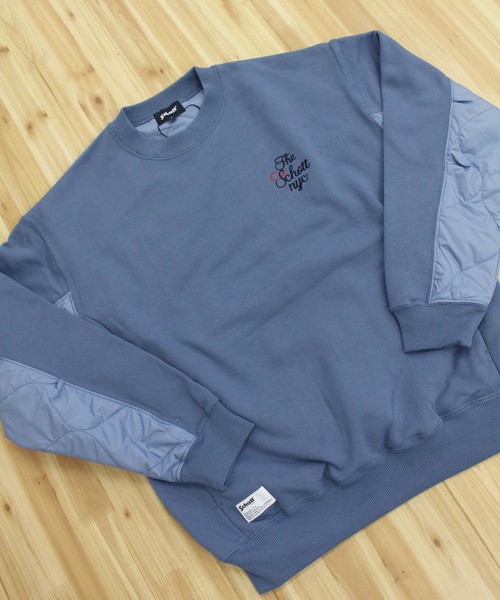 Schott(ショット)の「QUILTED COMBI. CREW SWEAT(スウェット・メンズ・オートミール/グレイッシュブルー/ブラック・L/M/XXL/XL)」の14枚目の写真