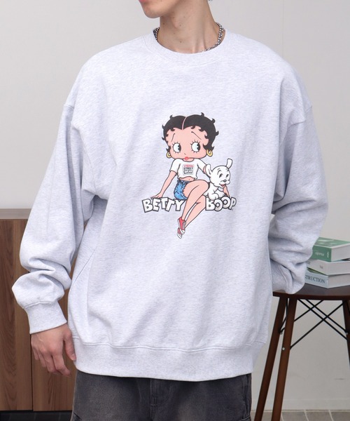 VISION STREET WEAR（ヴィジョンストリートウェア）の「【VISION STREET WEAR/ヴィジョンストリートウェア】×【BETTY BOOP/べティブ－プ】クルーネック スウェット トレーナー（スウェット・メンズ・チャコールグレー/オフホワイト/ライトグレー・M/L/LL）」の3枚目の写真
