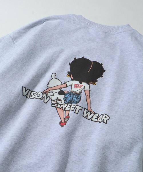 VISION STREET WEAR（ヴィジョンストリートウェア）の「【VISION STREET WEAR/ヴィジョンストリートウェア】×【BETTY BOOP/べティブ－プ】クルーネック スウェット トレーナー（スウェット・メンズ・チャコールグレー/オフホワイト/ライトグレー・M/L/LL）」の6枚目の写真