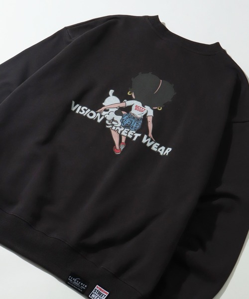 VISION STREET WEAR（ヴィジョンストリートウェア）の「【VISION STREET WEAR/ヴィジョンストリートウェア】×【BETTY BOOP/べティブ－プ】クルーネック スウェット トレーナー（スウェット・メンズ・チャコールグレー/オフホワイト/ライトグレー・M/L/LL）」の4枚目の写真