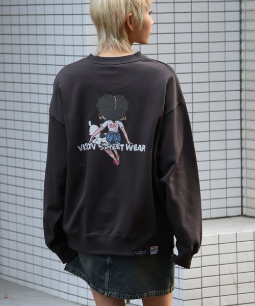 VISION STREET WEAR（ヴィジョンストリートウェア）の「【VISION STREET WEAR/ヴィジョンストリートウェア】×【BETTY BOOP/べティブ－プ】クルーネック スウェット トレーナー（スウェット・メンズ・チャコールグレー/オフホワイト/ライトグレー・M/L/LL）」の22枚目の写真