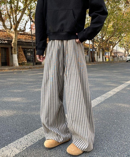 NOWLE（ノウル）の「【NOWLE】リラックスフィット ストライプ イージーパンツ（その他パンツ・メンズ・グレー/ブラック・LARGE/MEDIUM/SMALL）」の7枚目の写真