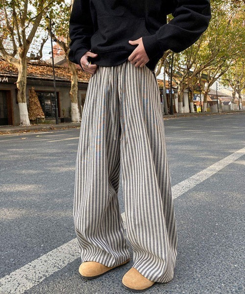 NOWLE（ノウル）の「【NOWLE】リラックスフィット ストライプ イージーパンツ（その他パンツ・メンズ・グレー/ブラック・LARGE/MEDIUM/SMALL）」の8枚目の写真