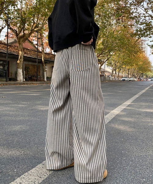 NOWLE（ノウル）の「【NOWLE】リラックスフィット ストライプ イージーパンツ（その他パンツ・メンズ・グレー/ブラック・LARGE/MEDIUM/SMALL）」の12枚目の写真