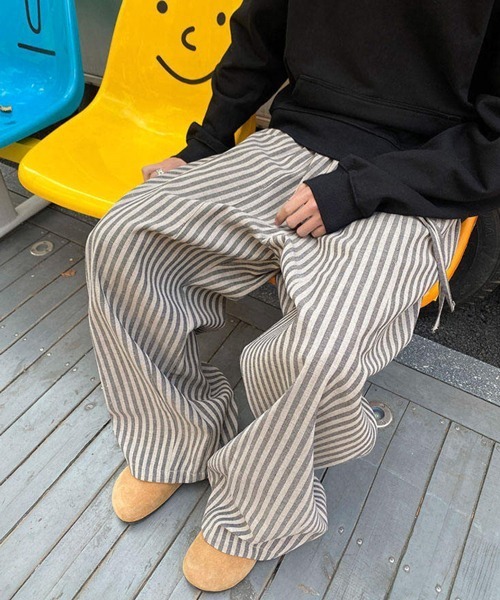 NOWLE（ノウル）の「【NOWLE】リラックスフィット ストライプ イージーパンツ（その他パンツ・メンズ・グレー/ブラック・LARGE/MEDIUM/SMALL）」の14枚目の写真