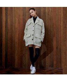 WunderGeist（ワンダーガイスト）の「ツイードアウトポケットハーフコート（ホワイトアイボリー）（チェスターコート）」