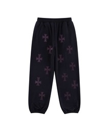 UNKNOWN LONDON（アンノウン・ロンドン）の「スエットパンツ｜Black x Purple Cross Rhinestone Jogger｜Unknown London（スウェットパンツ）」