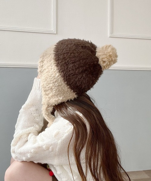 セール】【あったか特集】ポンポンニット帽（ニットキャップ/ビーニー