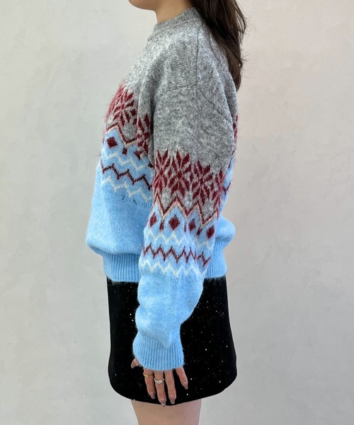 MISCH MASCH(ミッシュマッシュ)の「一部店舗限定 ノルディック柄配色ニットプルオーバー(ニット/セーター・レディース・レッド/パープル/ブルー・フリ-)」の10枚目の写真
