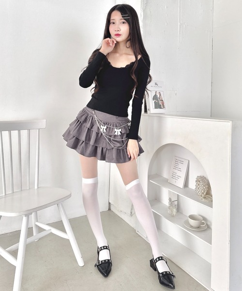 Loueme(ルエム)の「カップ付きレースレイヤードトップス(Tシャツ/カットソー・レディース・グレー/ブラック/ホワイト・FREE)」の7枚目の写真