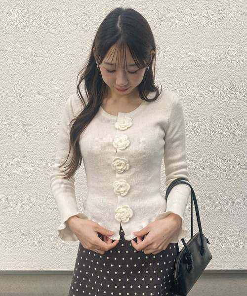 frunco（フランコ）の「フラワーヘムトップス（Tシャツ/カットソー・レディース・ホワイト/ピンク・FREE）」の9枚目の写真