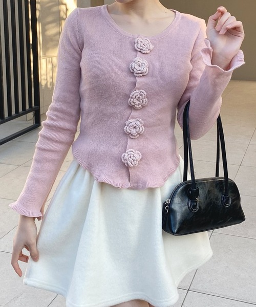 frunco（フランコ）の「フラワーヘムトップス（Tシャツ/カットソー・レディース・ホワイト/ピンク・FREE）」の13枚目の写真