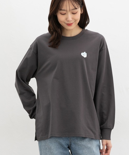 Honeys(ハニーズ)の「モチーフ刺繍Tシャツ(Tシャツ/カットソー・レディース・スミクロ/ネイビー/ミント/ピンク/ライトベージュ・L/M/S/SS)」の8枚目の写真
