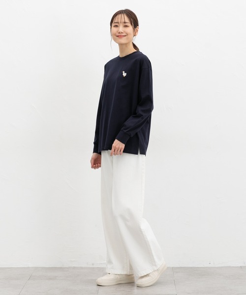 Honeys(ハニーズ)の「モチーフ刺繍Tシャツ(Tシャツ/カットソー・レディース・スミクロ/ネイビー/ミント/ピンク/ライトベージュ・L/M/S/SS)」の10枚目の写真