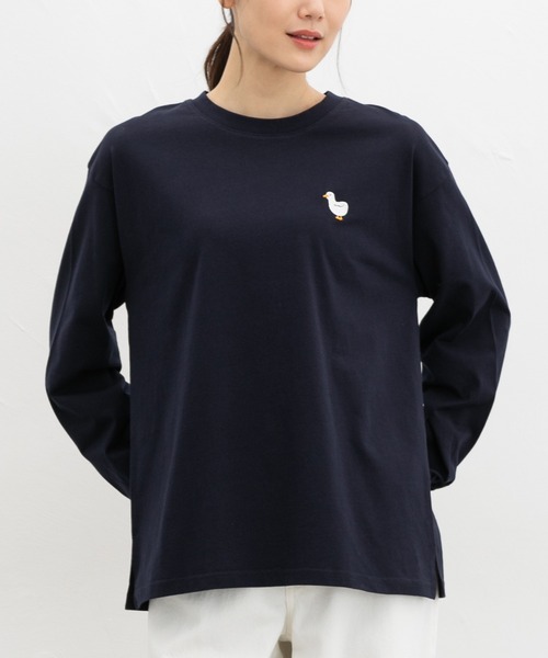 Honeys(ハニーズ)の「モチーフ刺繍Tシャツ(Tシャツ/カットソー・レディース・スミクロ/ネイビー/ミント/ピンク/ライトベージュ・L/M/S/SS)」の11枚目の写真