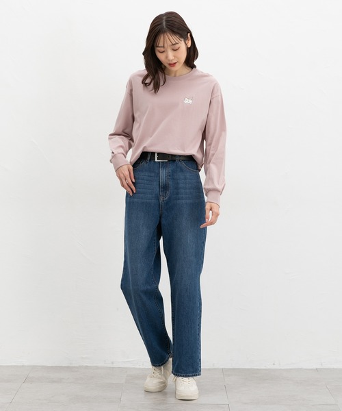 Honeys(ハニーズ)の「モチーフ刺繍Tシャツ(Tシャツ/カットソー・レディース・スミクロ/ネイビー/ミント/ピンク/ライトベージュ・L/M/S/SS)」の13枚目の写真