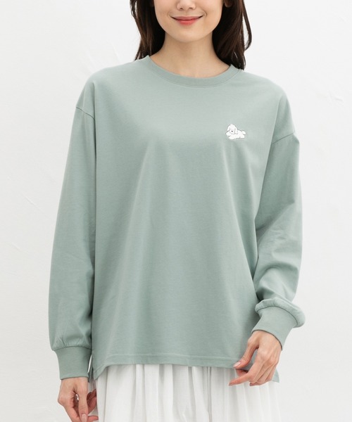 Honeys(ハニーズ)の「モチーフ刺繍Tシャツ(Tシャツ/カットソー・レディース・スミクロ/ネイビー/ミント/ピンク/ライトベージュ・L/M/S/SS)」の17枚目の写真