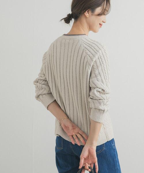 URBAN RESEARCH DOORS（アーバンリサーチドアーズ）の「ラグランモールニット（ニット/セーター・レディース・アイボリー/チャコールグレー・FREE）」の5枚目の写真