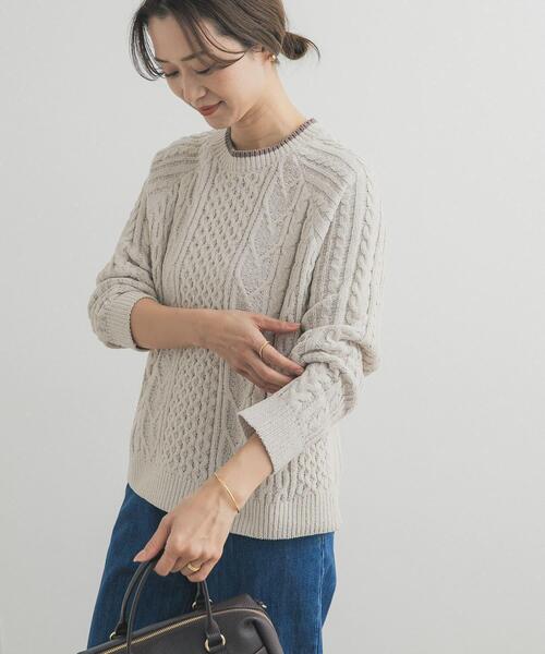 URBAN RESEARCH DOORS（アーバンリサーチドアーズ）の「ラグランモールニット（ニット/セーター・レディース・アイボリー/チャコールグレー・FREE）」の6枚目の写真