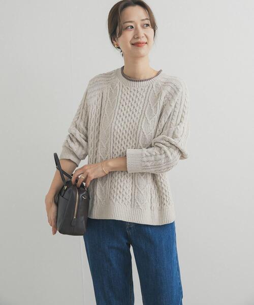 URBAN RESEARCH DOORS（アーバンリサーチドアーズ）の「ラグランモールニット（ニット/セーター・レディース・アイボリー/チャコールグレー・FREE）」の8枚目の写真