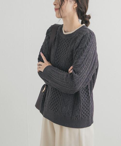 URBAN RESEARCH DOORS（アーバンリサーチドアーズ）の「ラグランモールニット（ニット/セーター・レディース・アイボリー/チャコールグレー・FREE）」の11枚目の写真