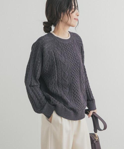 URBAN RESEARCH DOORS（アーバンリサーチドアーズ）の「ラグランモールニット（ニット/セーター・レディース・アイボリー/チャコールグレー・FREE）」の13枚目の写真