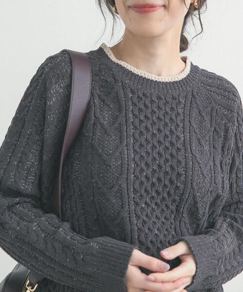 URBAN RESEARCH DOORS（アーバンリサーチドアーズ）の「ラグランモールニット（ニット/セーター・レディース・アイボリー/チャコールグレー・FREE）」の15枚目の写真