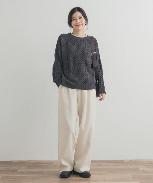 URBAN RESEARCH DOORS（アーバンリサーチドアーズ）の「ラグランモールニット（ニット/セーター・レディース・アイボリー/チャコールグレー・FREE）」の16枚目の写真