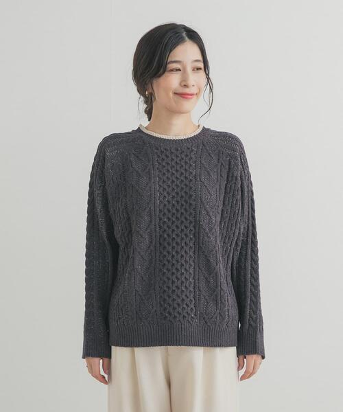 URBAN RESEARCH DOORS（アーバンリサーチドアーズ）の「ラグランモールニット（ニット/セーター・レディース・アイボリー/チャコールグレー・FREE）」の17枚目の写真