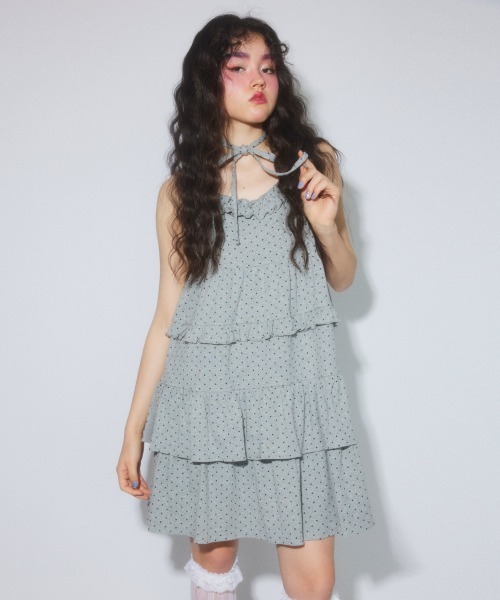 Candy Stripper（キャンディストリッパー）の「TIERED CAMI ワンピース（ワンピース・レディース・グレー/ヘザーグレー/チャコール/ブラック・FREE）」の7枚目の写真