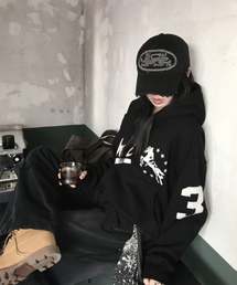 ユニコーンバスティエンブレムフードパーカー ブラック