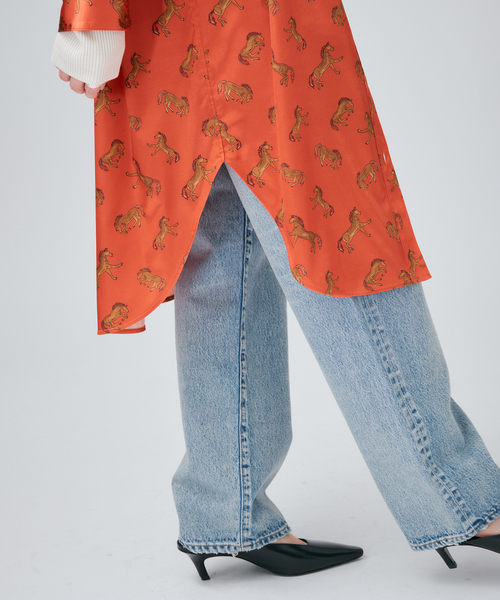 VERMEIL par iena（ヴェルメイユパーイエナ）の「Horsey Pattern シャツワンピース（シャツワンピース・レディース・オレンジ/チャコールグレー・FREE）」の12枚目の写真